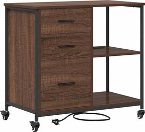 vidaXL Ντουλάπα με Σταθμό Φόρτισης Καφέ δρυς 76 x 41 x 72 cm