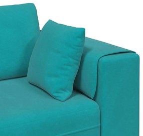 vidaXL Καναπές με μαξιλάρι 3 pcs Τιρκουάζ Βελούδο