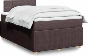 vidaXL Κρεβάτι Boxspring με Στρώμα Σκούρο Καφέ 120x190 εκ Υφασμάτινο
