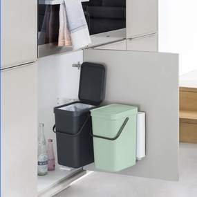 Brabantia Sort&Go ξεχωριστός κάδος 1005513, 2x12 l, Τοποθέτηση σε πόρτα ντουλαπιού κουζίνας, Γκρι/πράσινο