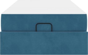 vidaXL Σκελετός κρεβατιού με στρώμα 2 pcs Μπλε Βελούδο