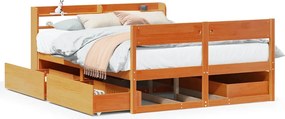 vidaXL Σκελετός Κρεβ. Χωρίς Στρώμα Καφέ Κεριού 150x200 εκ Μασίφ Πεύκο