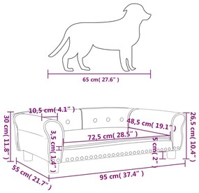 Κρεβάτι Σκύλου Ανοιχτό Γκρι 95 x 55 x 30 εκ. Βελούδινο - Γκρι