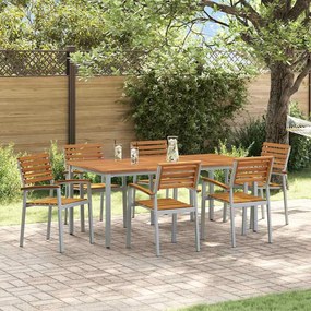 vidaXL Σέτ φαγητού για κήπο 7 pcs Γκρι και καφέ 180 x 90 x 75 cm