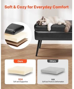 VEVOR PU Leather Storage Ottoman Bench Shoe Seat with Storage &amp; Metal Legs Black