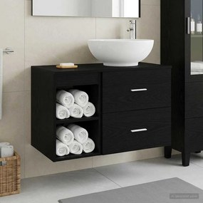 vidaXL Σετ Επίπλων Μπάνιου 2 pcs Μαύρη Δρυς Επεξεργασμένο Ξύλο