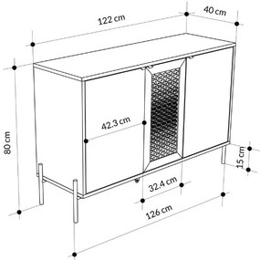 Μπουφές Naive Megapap χρώμα sapphire oak 126x40x80εκ. - GP037-0240,1
