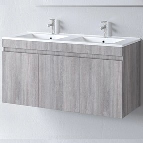 Έπιπλο Μπάνιου Πάγκος Με Διπλό Νιπτήρα Omega 120 S3BOM120GO0D 120*46*60cm Grey-White Πορσελάνη,Μελαμίνη