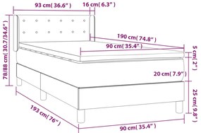 vidaXL Κρεβάτι Boxspring με Στρώμα Taupe 90x190 εκ.Υφασμάτινο