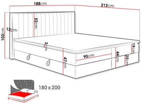 Επενδυμένο κρεβάτι Harmonica-Gkri Skouro-180 x 200
