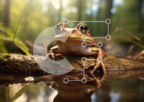 Σετ των 2 Intra Συλλεκτικό Ξύλινο Παζλ Plywood  4mm - Μικρός βάτραχος στο κλαδί δασών Σε Ξύλινο Κουτί - Διαστάσεις: 10x10 cm – 25 κομμάτια