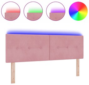 vidaXL LED Κεφαλάρι Με Κουμπιά Ροζ 72 εκ Βελούδο