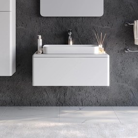 Bathroom bench with washbasin KUZEY 80 White 80x50.5x32.5 cm 80x50.5x42.5 εκ.