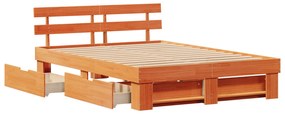 vidaXL Σκελετός Κρεβατιού Καφέ κεριού 150 x 200 cm Στερεό Ξύλο