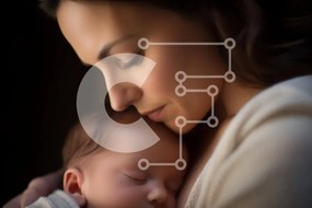 Intra Συλλεκτικό Ξύλινο Παζλ Plywood 4mm - Μητέρα που κρατά το μωρό που κοιμάται Σε Ξύλινο Κουτί - Διαστάσεις Puzzle: 10x10 cm – 25 κομμάτια