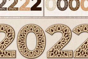 Σετ των 2 Intra απο ξύλο plywood 3mm-4mm πάχος Πρωτοχρονιάτικο κομμένο 2022 Δίασταση 15x15 cm INTRAFABR-21931822