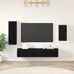 vidaXL Σετ επίπλου τηλεόρασης 4 pcs Μαύρη Οξυά Επεξεργασμένο ξύλο