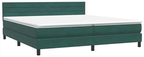 Box Spring κρεβάτι με στρώμα σκούρο πράσινο 180x220cm Βελούδινο - Πράσινο