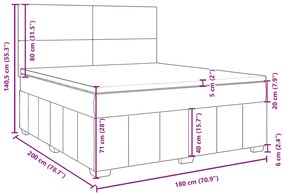 Κρεβάτι Boxspring με Στρώμα Κρεμ 180x200 εκ. Υφασμάτινο - Κρεμ