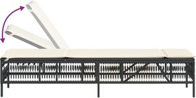 vidaXL Ξαπλώστρα Μαύρη από Συνθετικό Ρατάν με Μαξιλάρι