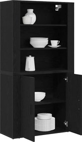 vidaXL Highboard Μαύρη Οξυά 80 x 33 x 150 εκ Επεξεργασμένο Ξύλο
