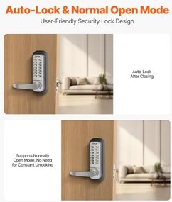 VEVOR Mechanical Keyless Entry Door Lock 14 Key Mechanical Keypad Lock Sliver