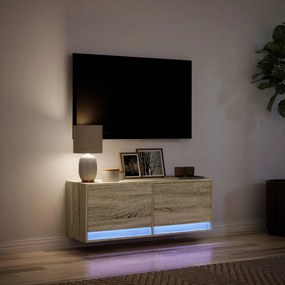 vidaXL Έπιπλο Τοίχου Τηλεόρασης με LED Sonoma Δρυς 100x31x38 εκ.