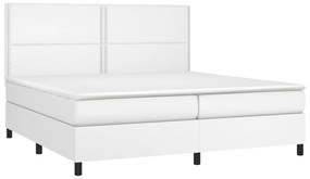 vidaXL Κρεβάτι Boxspring με Στρώμα Λευκό 200x200 εκ. Συνθετικό Δέρμα