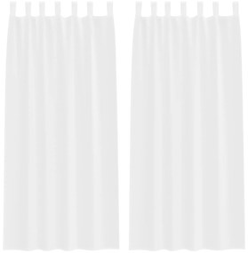 vidaXL Κουρτίνες με κουρτίνες 2 pcs Λευκό 140 x 225 cm Πολυεστέρας