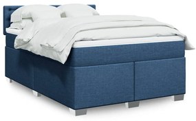 vidaXL Κρεβάτι Boxspring με Στρώμα Μπλε 140x190 εκ. Υφασμάτινο