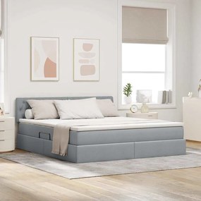Κρεβάτι με αποθηκευτικό χώρο και LED Ανοιχτό γκρι 160 x 200 cm