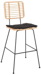 Σκαμπό Μπαρ ALLEGRA C5455.11 Μεταλλικό με Μπέζ Wicker & Μαύρο Μαξιλάρι 56x59x116,5Υεκ. 56x59x116.5 εκ.