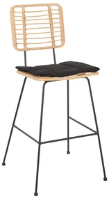 Σκαμπό Μπαρ ALLEGRA C5455.11 Μεταλλικό με Μπέζ Wicker &amp; Μαύρο Μαξιλάρι 56x59x116,5Υεκ. 56x59x116.5 εκ.