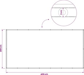 vidaXL Αδιάφανο σκίαστρο μπαλκονιού 200 x 400 cm