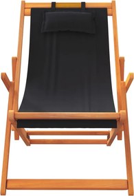 vidaXL Καρέκλες Παραλίας Πτυσσόμενες 2 τεμ. Μαύρες Υφασμάτινες