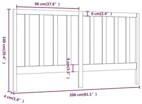 Κεφαλάρι Κρεβατιού Γκρι 206 x 4 x 100 εκ. από Μασίφ Ξύλο Πεύκου - Γκρι