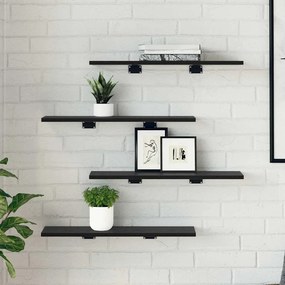 vidaXL Ράφι Βιβλίων 3 επιπέδων 4 pcs 60 x 20 x 1,5 cm Μαύρο