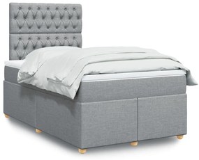 Κρεβάτι Boxspring με Στρώμα Ανοιχτό Γκρι 120x190 εκ. Υφασμάτινο - Γκρι