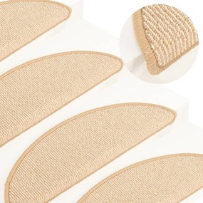 vidaXL Πατάκια Σκαλιών 15 τεμ. Κρεμ Ημίστρογγυλά 56x17x3 εκ.