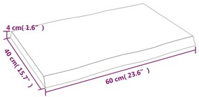 Επιφ. Τραπεζιού Σκ Καφέ 60x40x(2-4)εκ Επεξ Μασίφ Ξύλο Live Edge - Καφέ