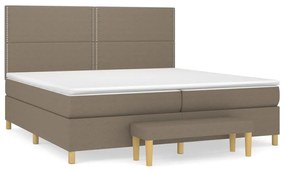 Κρεβάτι Boxspring με Στρώμα Taupe 200x200 εκ. Υφασμάτινο - Μπεζ-Γκρι