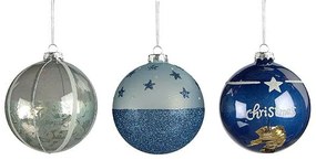 JΚ Home Décor - Μπάλα Γυάλινη Mπλε 3Σχδ 10cm