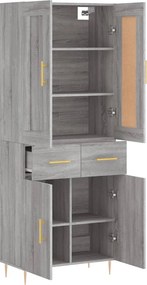 vidaXL Ντουλάπι Γκρι Sonoma 69,5 x 34 x 180 εκ. Επεξεργασμένο Ξύλο