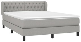 vidaXL Κρεβάτι Boxspring με Στρώμα Ανοιχτό Γκρι 140x200 εκ. Υφασμάτινο