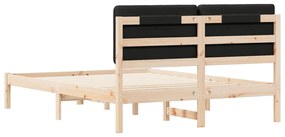 vidaXL Σκελετός Κρεβατιού με Επενδεδυμένο Κεφαλάρι Μαύρο 150 x 200 cm