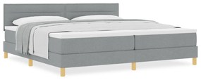 vidaXL Box Spring Bed με Στρώμα Ανοιχτό Γκρι 200x200 cm Ύφασμα