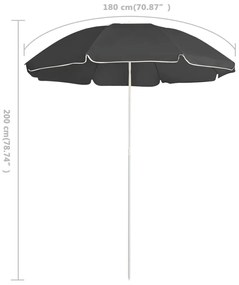 Ομπρέλα Εξωτερικού Χώρου Ανθρακί 180 εκ. με Ατσάλινο Ιστό - Ανθρακί