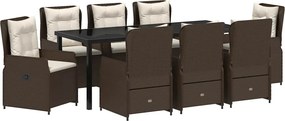 vidaXL Σέτ φαγητού για κήπο 9 pcs Καφέ συνθετικό ρατάν
