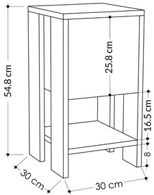 Κομοδίνο Ema μελαμίνη σε μαύρη απόχρωση 30x30x55εκ 30x30x55 εκ.