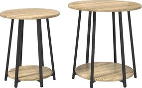 vidaXL Σετ βοηθητικά τραπεζάκια με ράφι 2 pcs Σονομα δρυς και Μαύρο